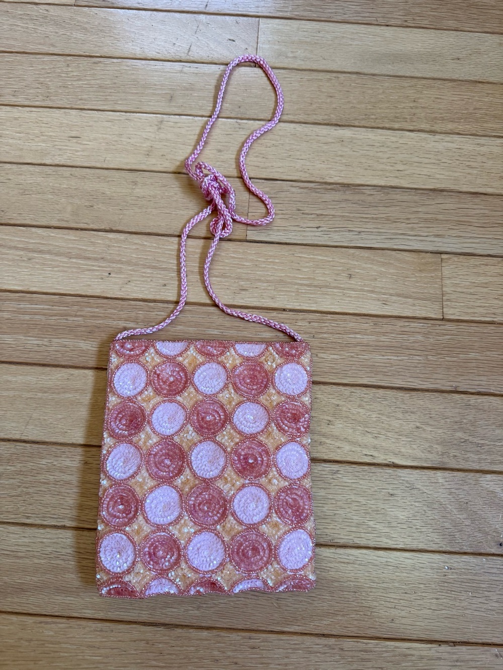 90s pink beaded and sequin Christian Livingston purse, BNWT.
